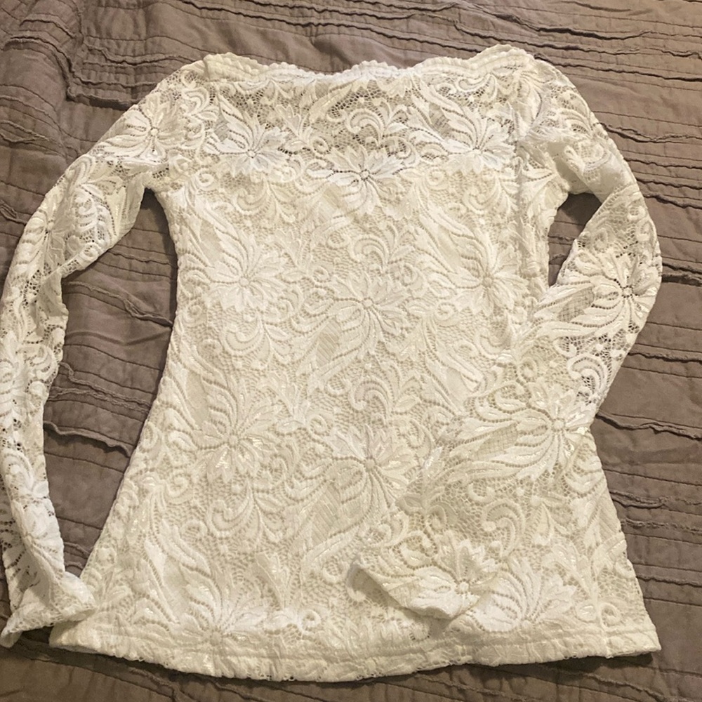 White lace top with flower design
